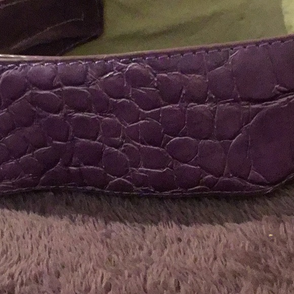 Suzanne Summers Wide Genuine Leather Purple Cured Belt, M/L-45” - Picture 3 of 16